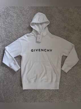 Givenchy White Pullover Hoodie with Black Logo